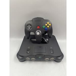 Nintendo 64 Entertainment System N64-001 With Black Controller - TESTED